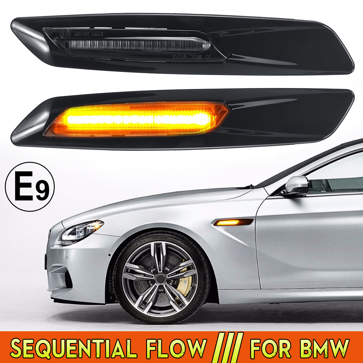 Car 2X LED Fender Side Marker Light Turn Signal For BMW E60 E90 E91 E92 E93