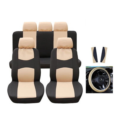 Car Motors Seat Cover Leather Steering Wheel 9 Pcs/Set