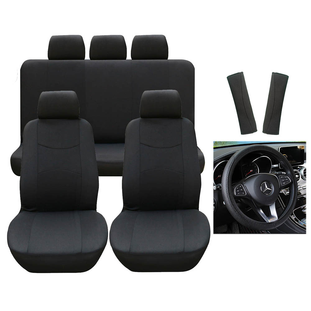 Car Motors Seat Cover Leather Steering Wheel 9 Pcs/Set