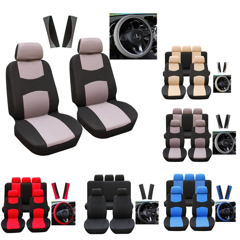 Car Motors Seat Cover Leather Steering Wheel 9 Pcs/Set