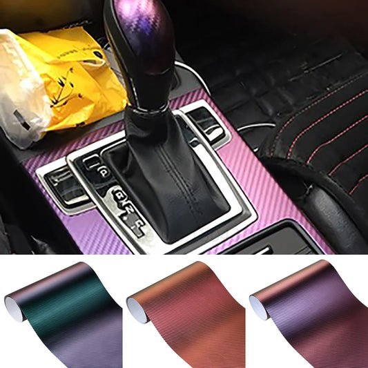 152*10/20cm 3D Carbon Fiber Chameleon Stickers Car Styling Foil Wrap Decal