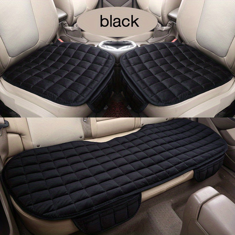 3pcs/set Soft & Lightweight Plush Oval Car Seat Cushions - Premium Polyester Insulation Protectors