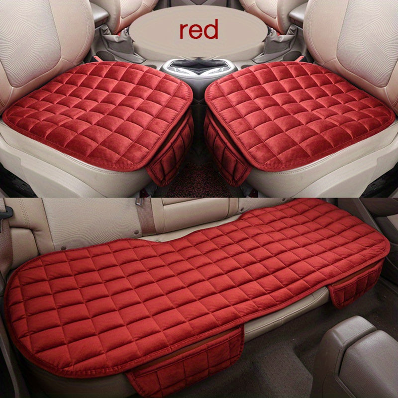 3pcs/set Soft & Lightweight Plush Oval Car Seat Cushions - Premium Polyester Insulation Protectors