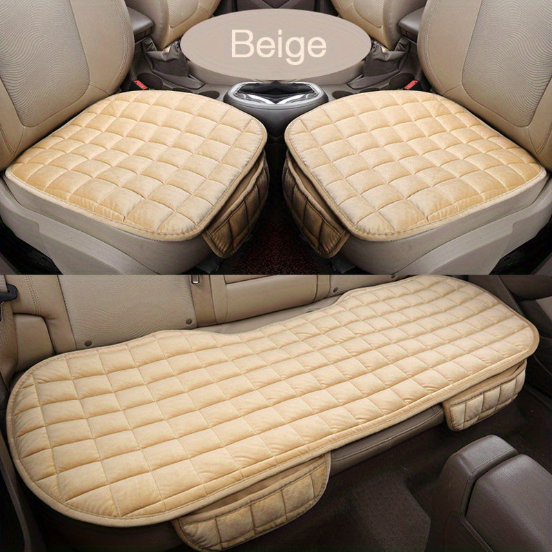 3pcs/set Soft & Lightweight Plush Oval Car Seat Cushions - Premium Polyester Insulation Protectors