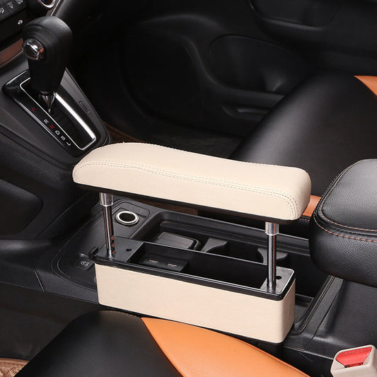 Car Universal Armrest Storage Box With Multi Function 4USB Socket Organizer