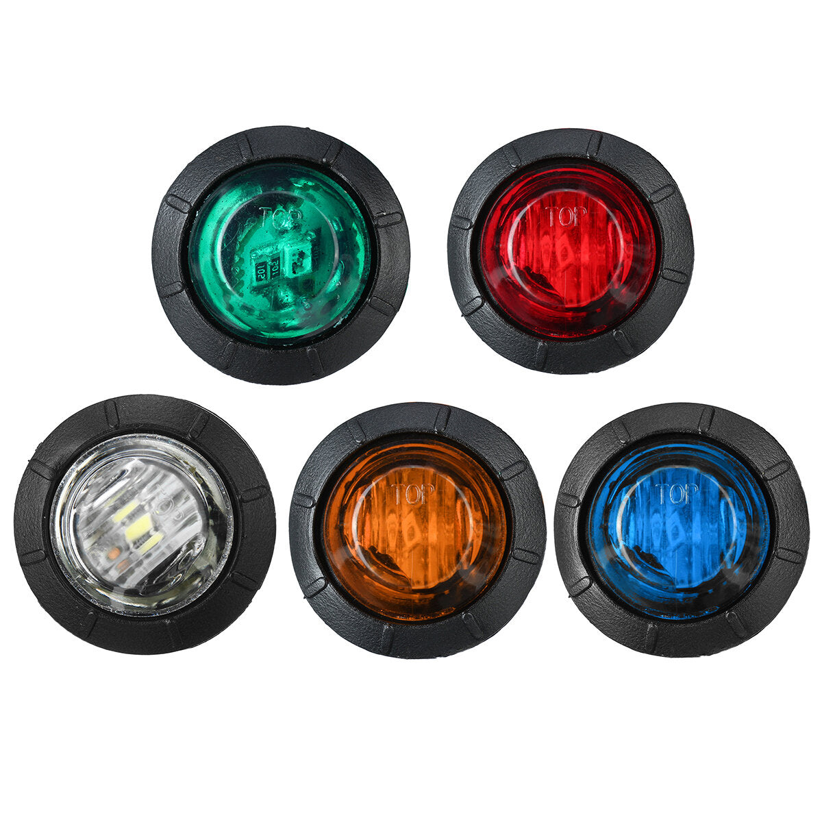 Truck Van Round LED Side Marker Light Indicator Lamp Truck Trailer Lights 5pcs 24V