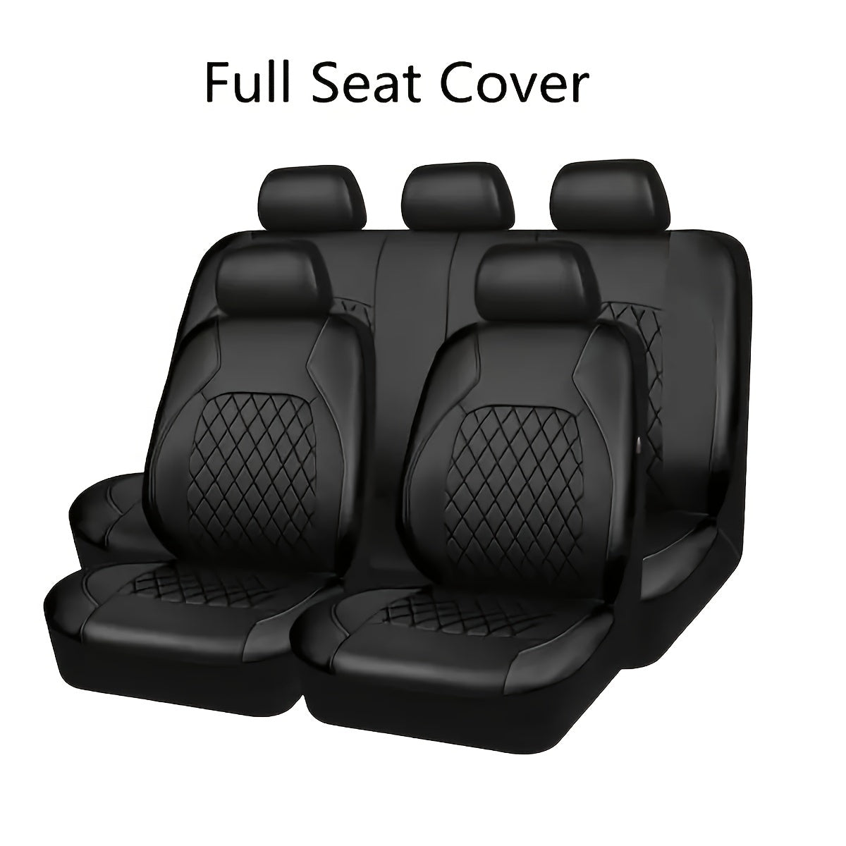 5-Seat Universal Car Seat Covers - Luxurious Black Faux Leather, Durable Protection