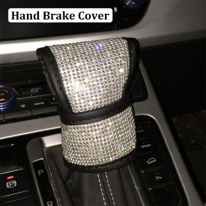 Car Shift Knob Handbrake Seatbelt Cover Bling Crystal Interior Decor 3 Pcs Sets