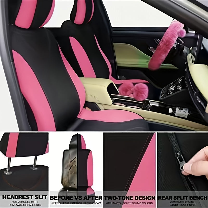 17-piece Combination Car Seat Cover Plush Pendant Steering Wheel Cover Handbrake