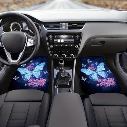 4pcs Waterproof Butterfly & Flower Car Floor Mats - Durable, Non-Slip, All-Weather Protection