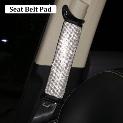 Car Shift Knob Handbrake Seatbelt Cover Bling Crystal Interior Decor 3 Pcs Sets