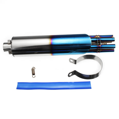 Motorcycle Exhaust Muffler Rotating Vent Pipe Blue Stainless Steel Replacement 32mm