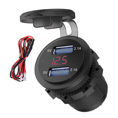 Car 2 Port Dual USB Charger Socket Power Outlet  LED Voltmeter 4.2A