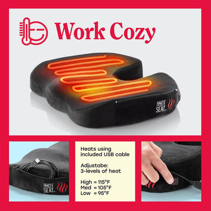 Heated Portable Cushion for Office Chair Car Plane