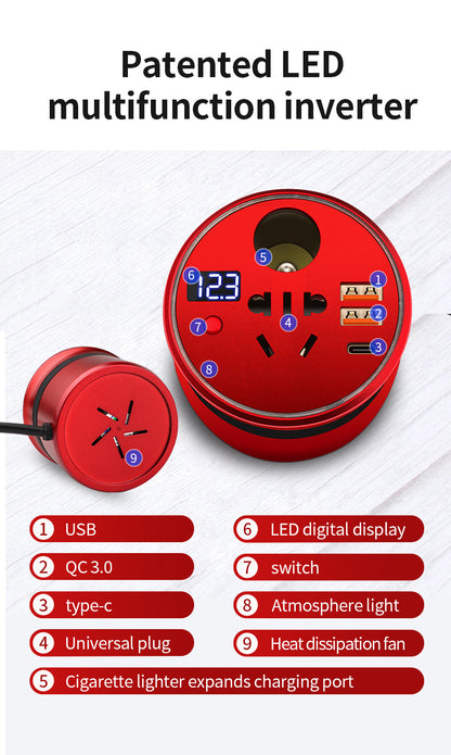 Transformer Universal Socket Converter Adapter LED Display USB Charger