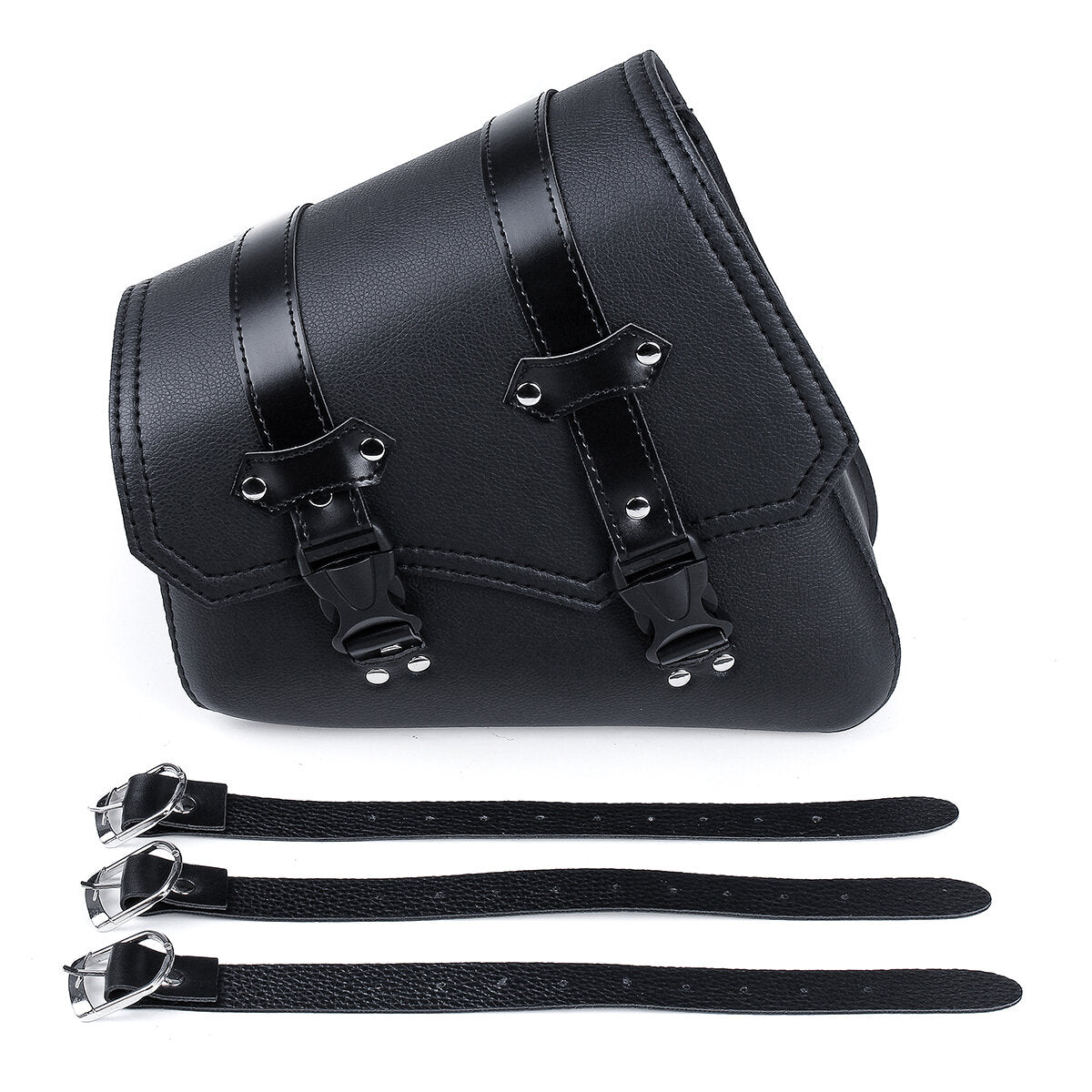 Motorcycle Saddlebags Release Buckle Black PU Leather Universal Organizer