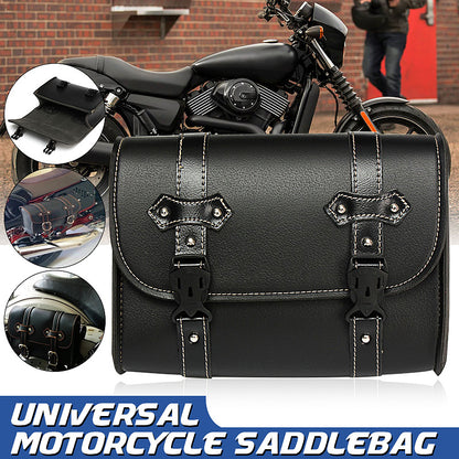 Motorcycle Saddle Leather Black Storage Tool Pouch Bag