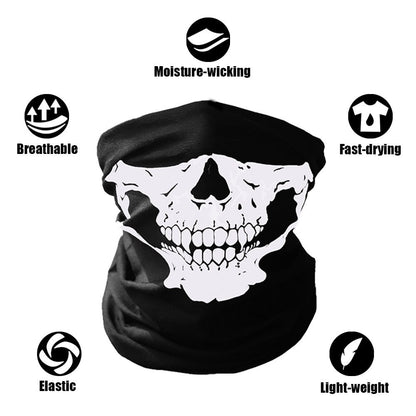 Motorcycle Skull Multi Head Wear Hat Scarf Face Mask Cap 2Pcs