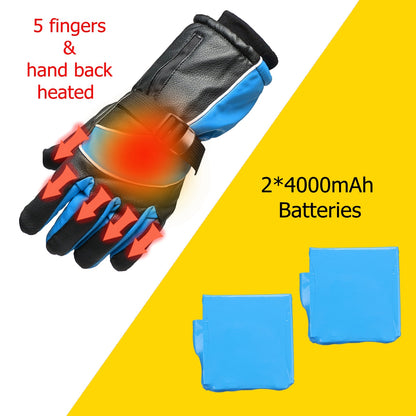 Motorcycle Waterproof 4000mah Rechargable Electric Heated Thicken Velvet Gloves