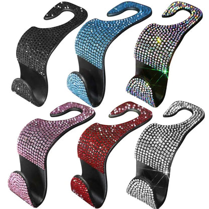 Car Seat Back Hook Diamond Bling Rhinestones Hanger Organizer