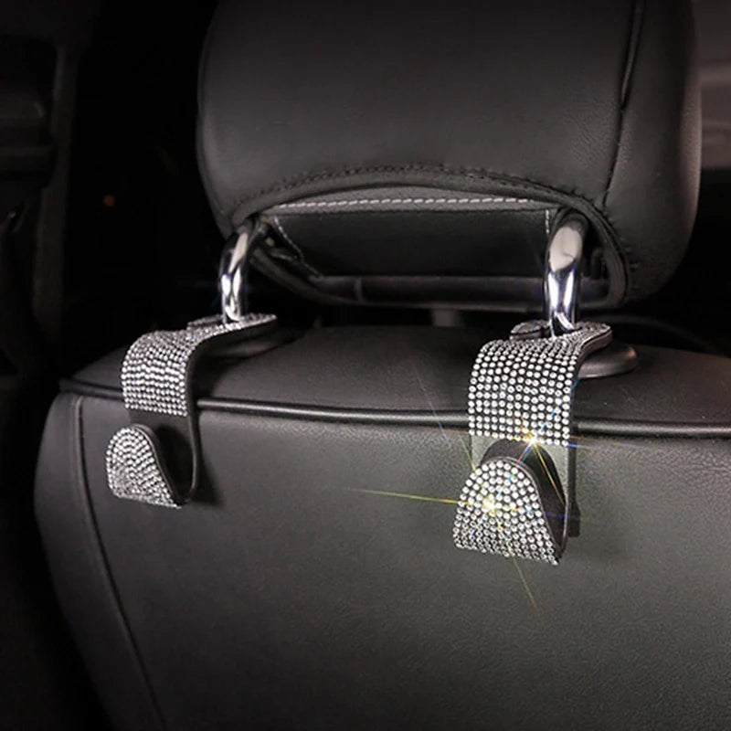 Car Seat Back Hook Diamond Bling Rhinestones Hanger Organizer