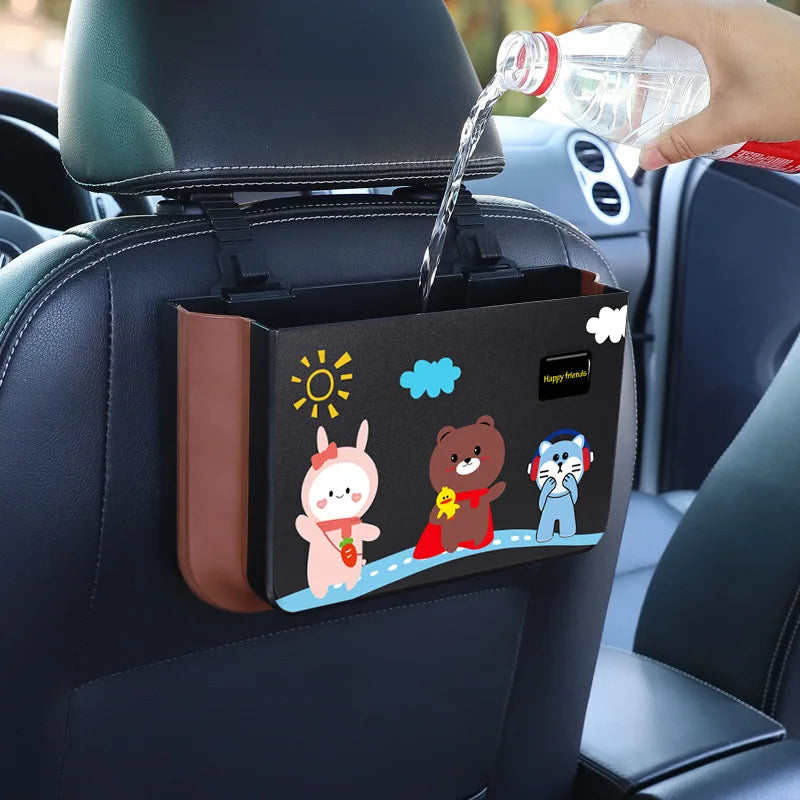 Car Trash Hanging Folding Storage Bucket Cartoon Multi-function Storage Organizer