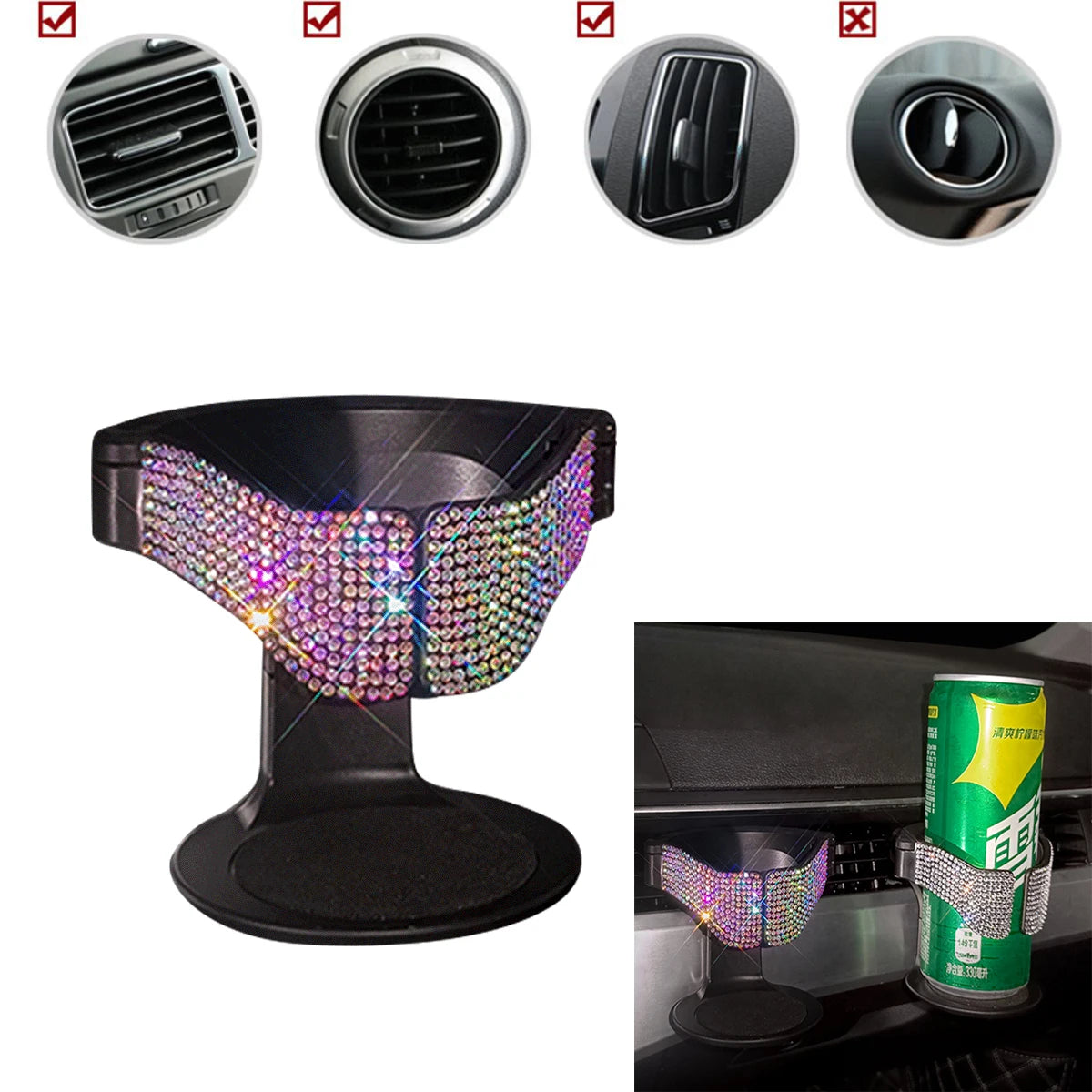 Car Diamond Crystal  Cup Holder Multi-function Ashtray Trash Bracket Organizer