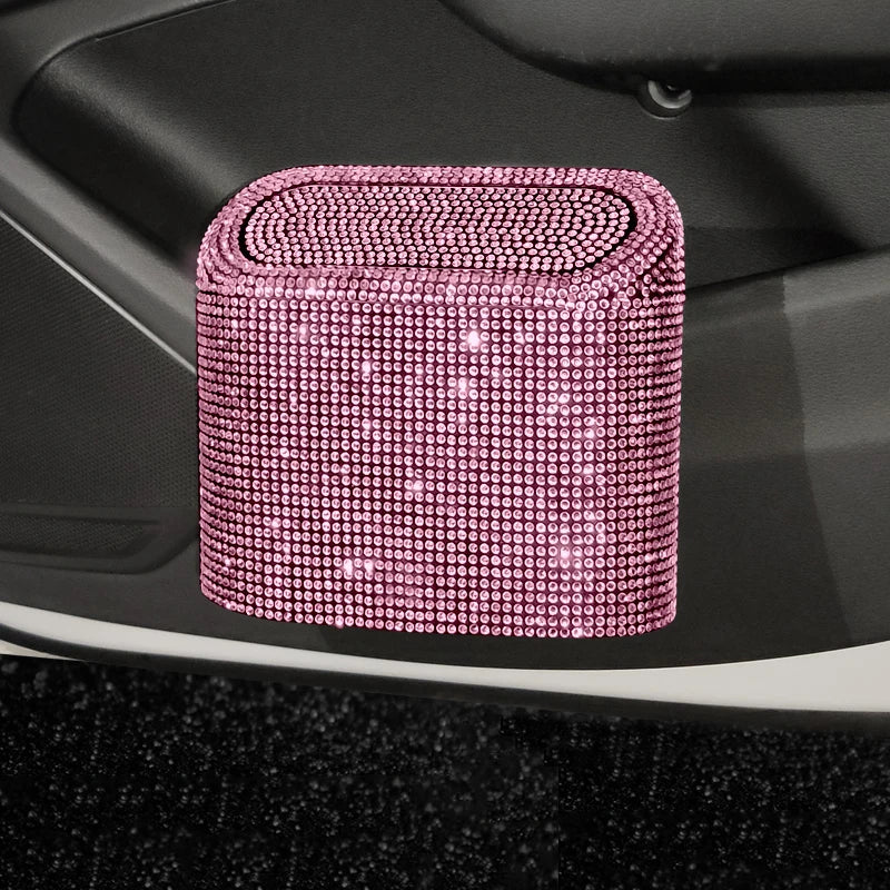 Car Diamond Crystal Trash Can Bin Glitter Garbage Organizer