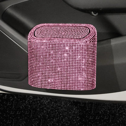 Car Diamond Crystal Trash Can Bin Glitter Garbage Organizer