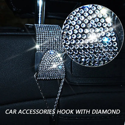 Car Back Seat Hook Multifunction Shiny Bling Crystal Handbag Organizer