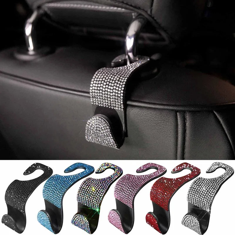 Car Seat Back Hook Diamond Bling Rhinestones Hanger Organizer