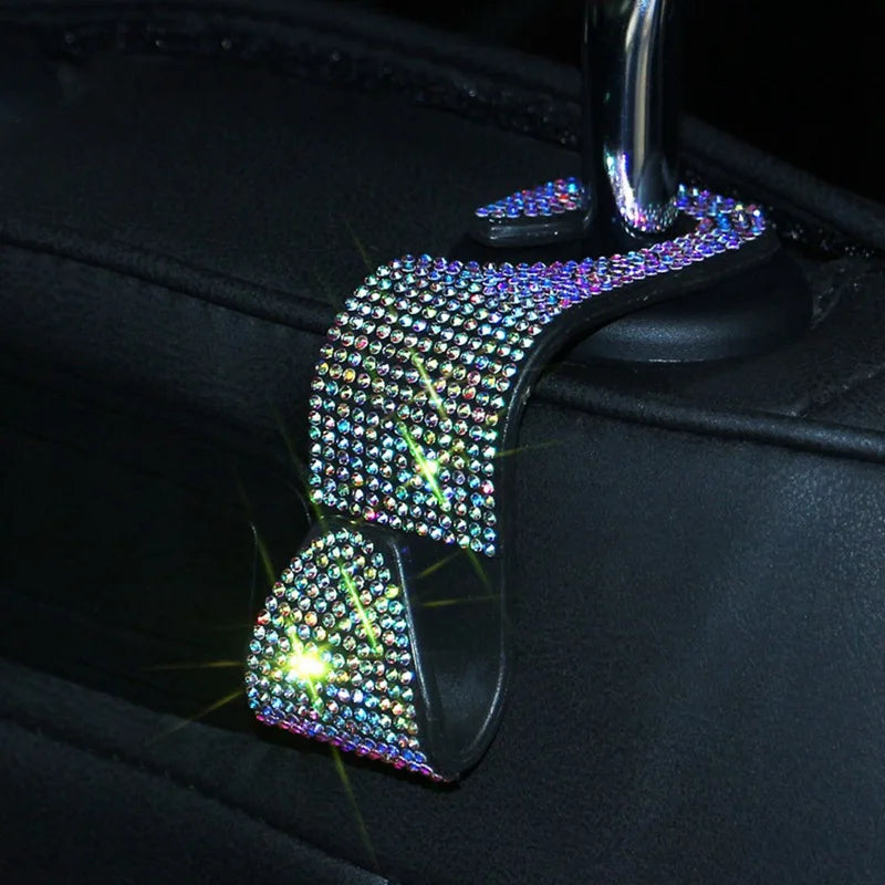 Car Back Seat Hook Multifunction Shiny Bling Crystal Handbag Organizer