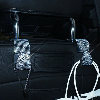 Car Back Seat Hook Multifunction Shiny Bling Crystal Handbag Organizer