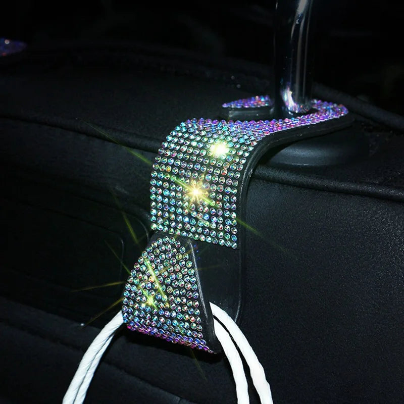 Car Back Seat Hook Multifunction Shiny Bling Crystal Handbag Organizer