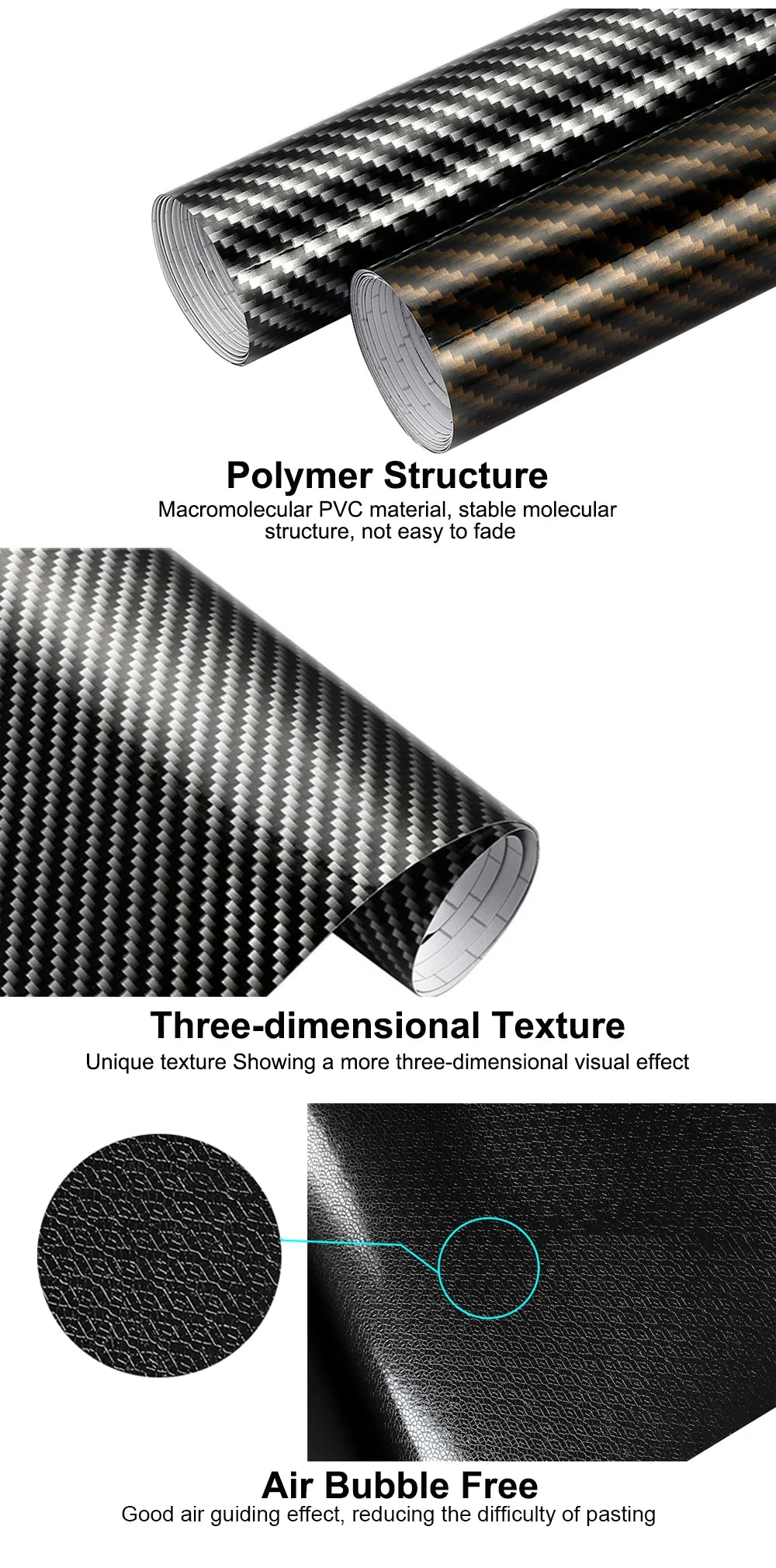 10/30x100cm 2D Carbon Fiber Vinyl Film Car Body Stickers and Decals Wrap Sheet