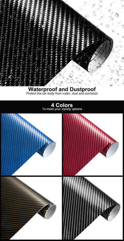 30x100cm 2D Carbon Fiber Stickers for Car Exterior Vinyl Film Wrap Protective