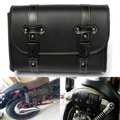 Motorcycle Saddle Leather Black Storage Tool Pouch Bag