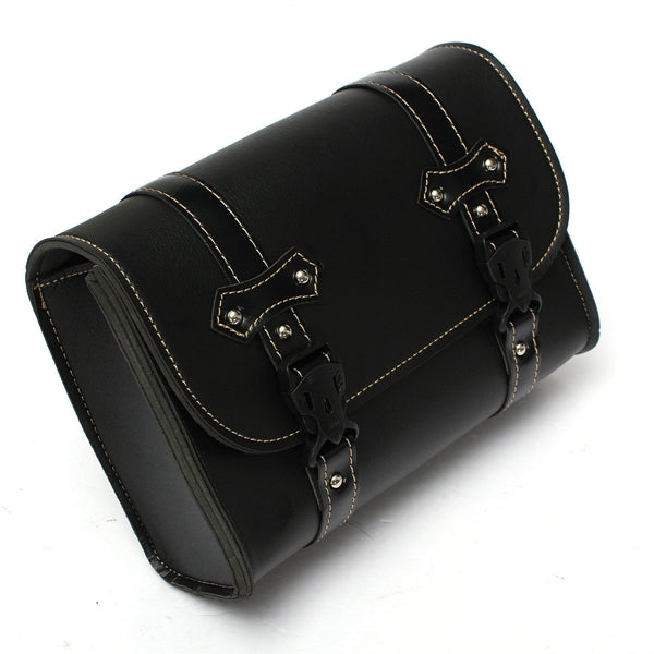 Motorcycle Saddle Leather Black Storage Tool Pouch Bag