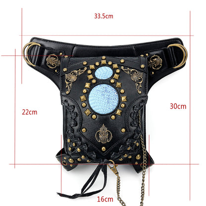 Motorcycle Steampunk Waist Bag PU Leather Handbag Storage