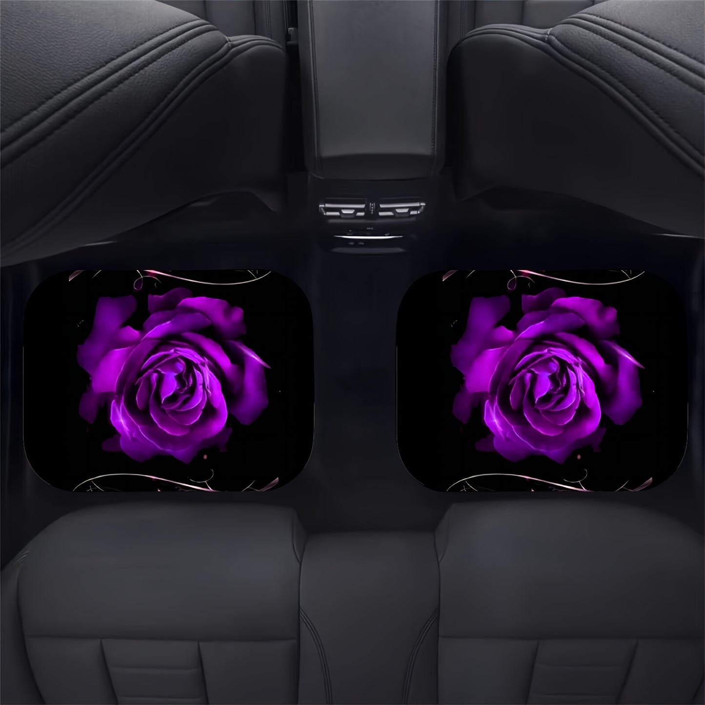 4pcs Universal Rose Print Car Floor Mats - Secure Non-slip Design, All-Weather