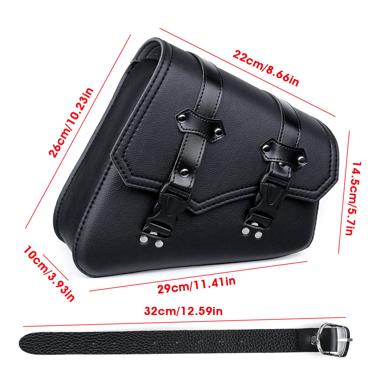 Motorcycle Saddlebags Release Buckle Black PU Leather Universal Organizer