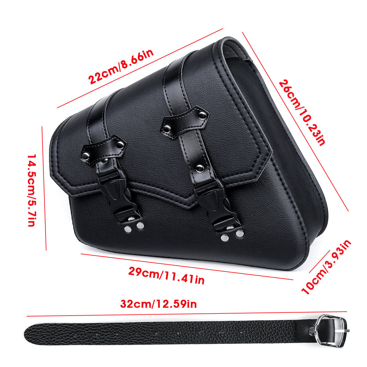 Motorcycle Saddlebags Release Buckle Black PU Leather Universal Organizer