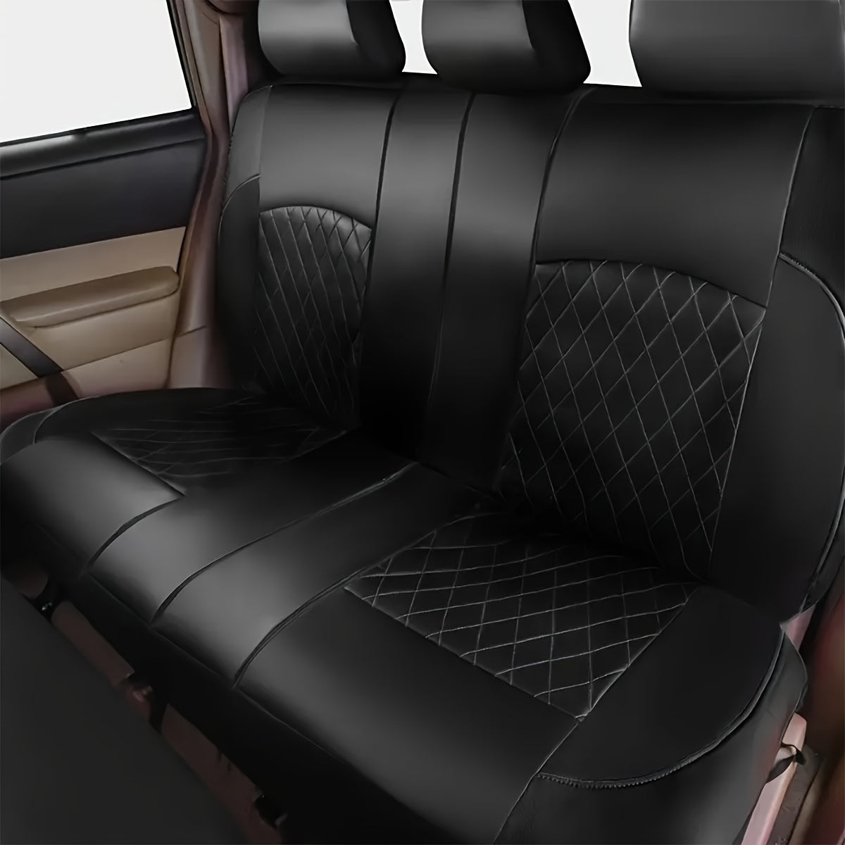 5-Seat Universal Car Seat Covers - Luxurious Black Faux Leather, Durable Protection