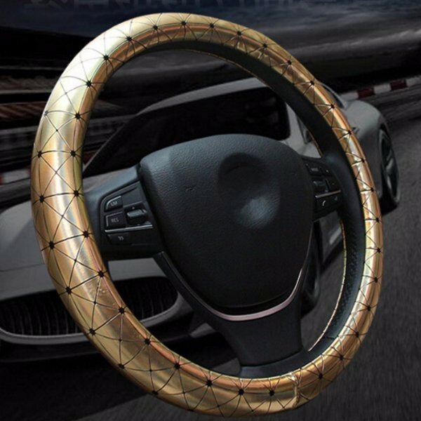 Car Universal Leather Steel Ring Wheel Cover 38cm