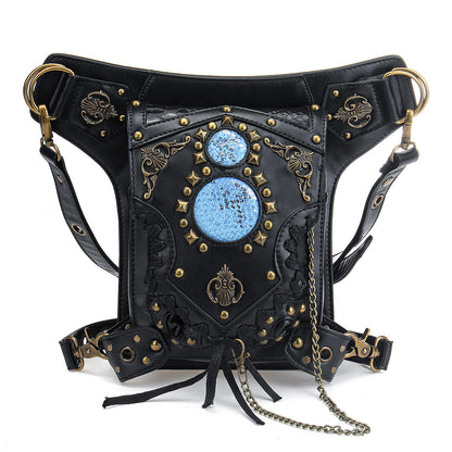 Motorcycle Steampunk Waist Bag PU Leather Handbag Storage