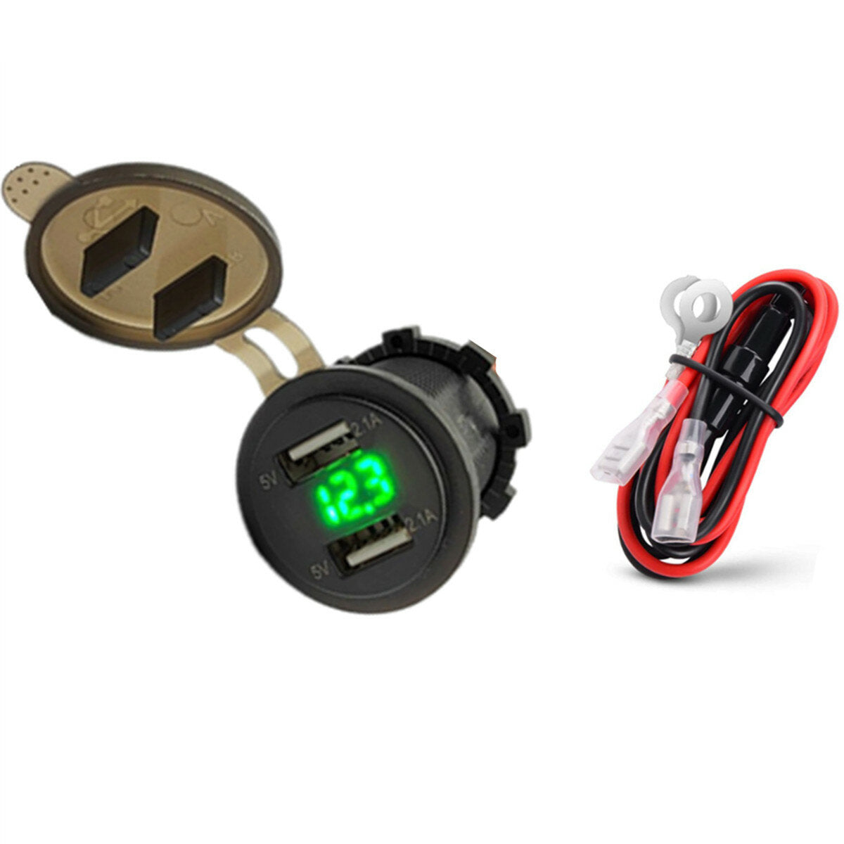 Car 2 Port Dual USB Charger Socket Power Outlet  LED Voltmeter 4.2A