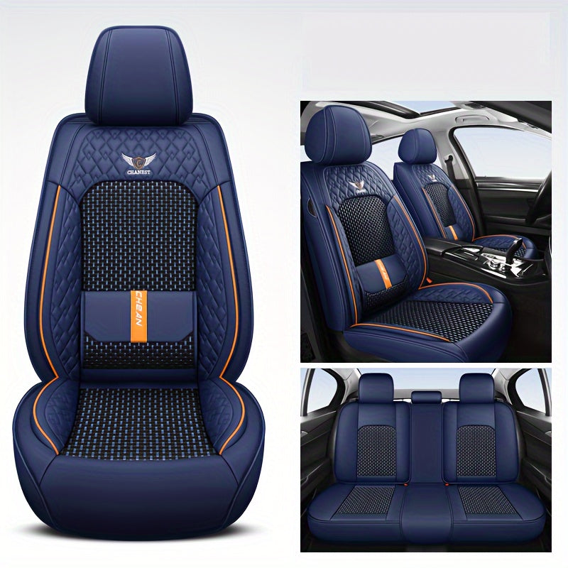 5-Seat Car Cushion Set - Premium Ice Silk Fully Surrounded Seat Covers with Breathable