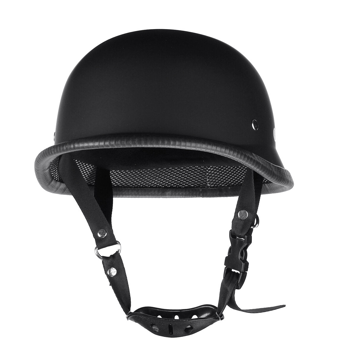 Motorcycle German Style Half Face Helmet Matte Black Motocross