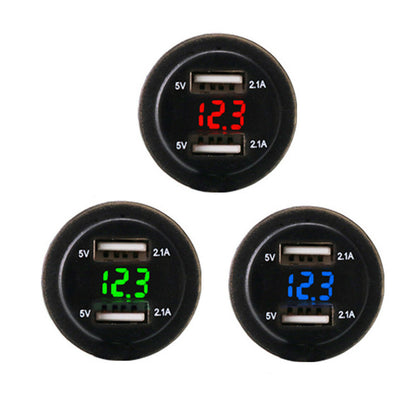 Car 2 Port Dual USB Charger Socket Power Outlet  LED Voltmeter 4.2A