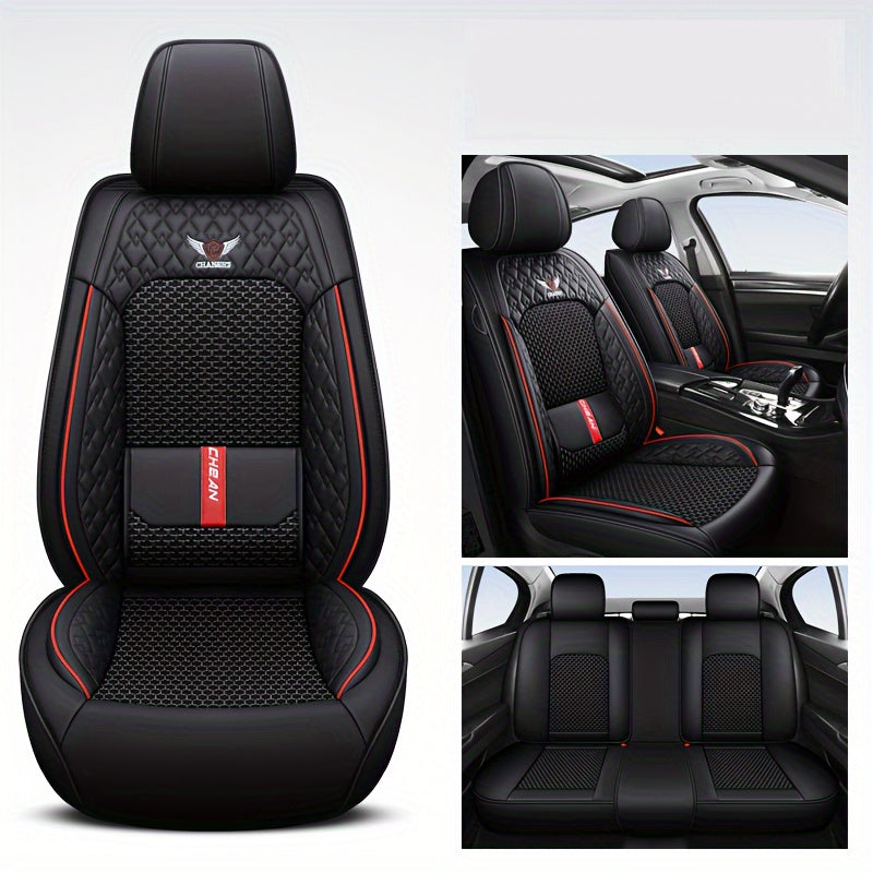 5-Seat Car Cushion Set - Premium Ice Silk Fully Surrounded Seat Covers with Breathable